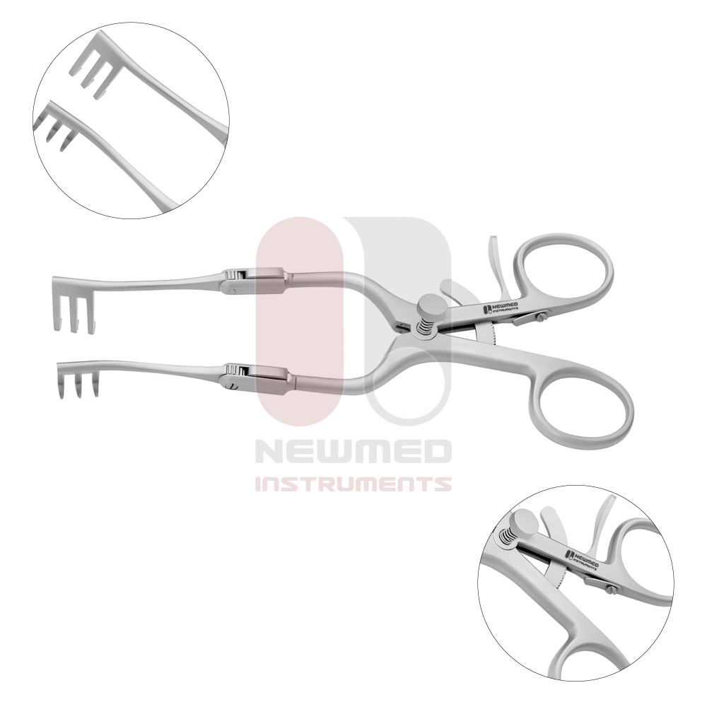 Fisch Retractor with Joint 3:3 Prongs Semi Sharp 17 cm Detachable 