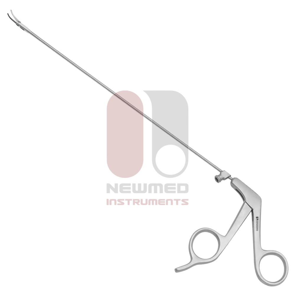 Microlaryngeal Grasping Forceps Alligator Jaw – Left Curved with Luer lock suction Microlaryngeal Grasping Forceps Alligator Jaw – Left Curved with Luer lock suction