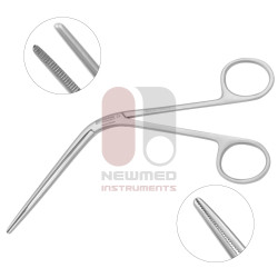 Tilley 鼻包帯鉗子 - 鋸歯状ジョー、角度付き Tilley 鼻包帯鉗子 - 鋸歯状ジョー、角度付き