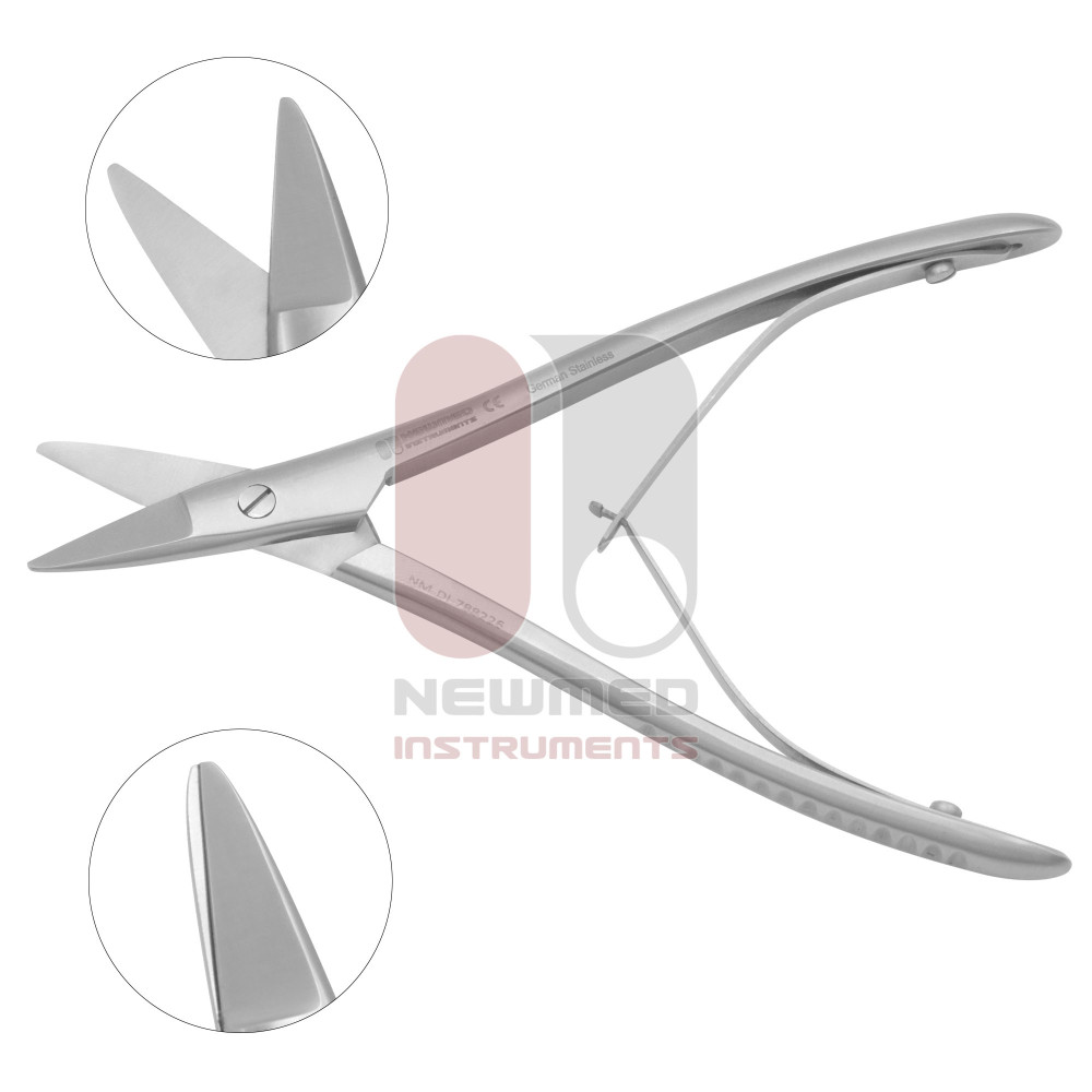 Cottle Septum Scissors, angled handles, serrated blades