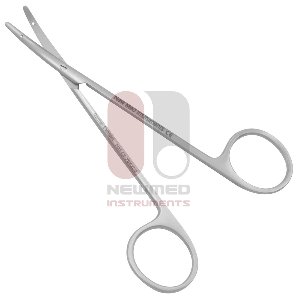 Kleinere Nahtschere mit Nahtloch in den Klingen, gebogen Kleinere Nahtschere mit Nahtloch in den Klingen, gebogen