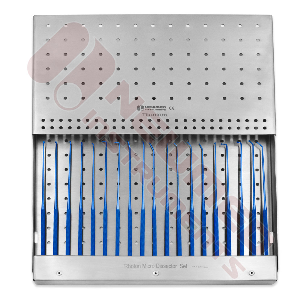 RHOTON MICRO DISSECTOR SET of 19 Pcs TITANIUM With Sterilizing Case
