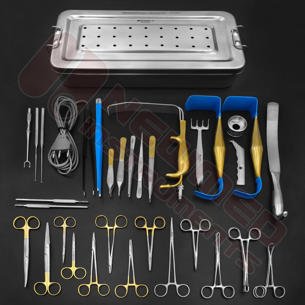 Tebbetts Breast Surgery Instruments Set of 38Pcs, Breast Augmentation Set