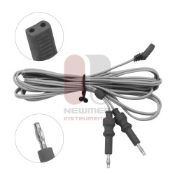 Bipolar Cable for Bipolar Forceps, 2 Banana, 2 Pin Plug, Angled 10’ (3m), Length Bipolar Cable for Bipolar Forceps, 2 Banana, 2 Pin Plug, Angled 10’ (3m), Length