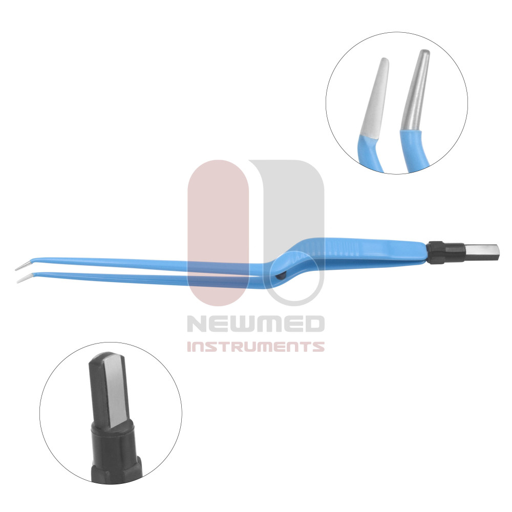Bipolar forceps, bayonet-shaped, angled up tip