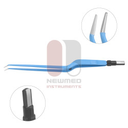 Bipolar forceps, bayonet-shaped, angled up tip