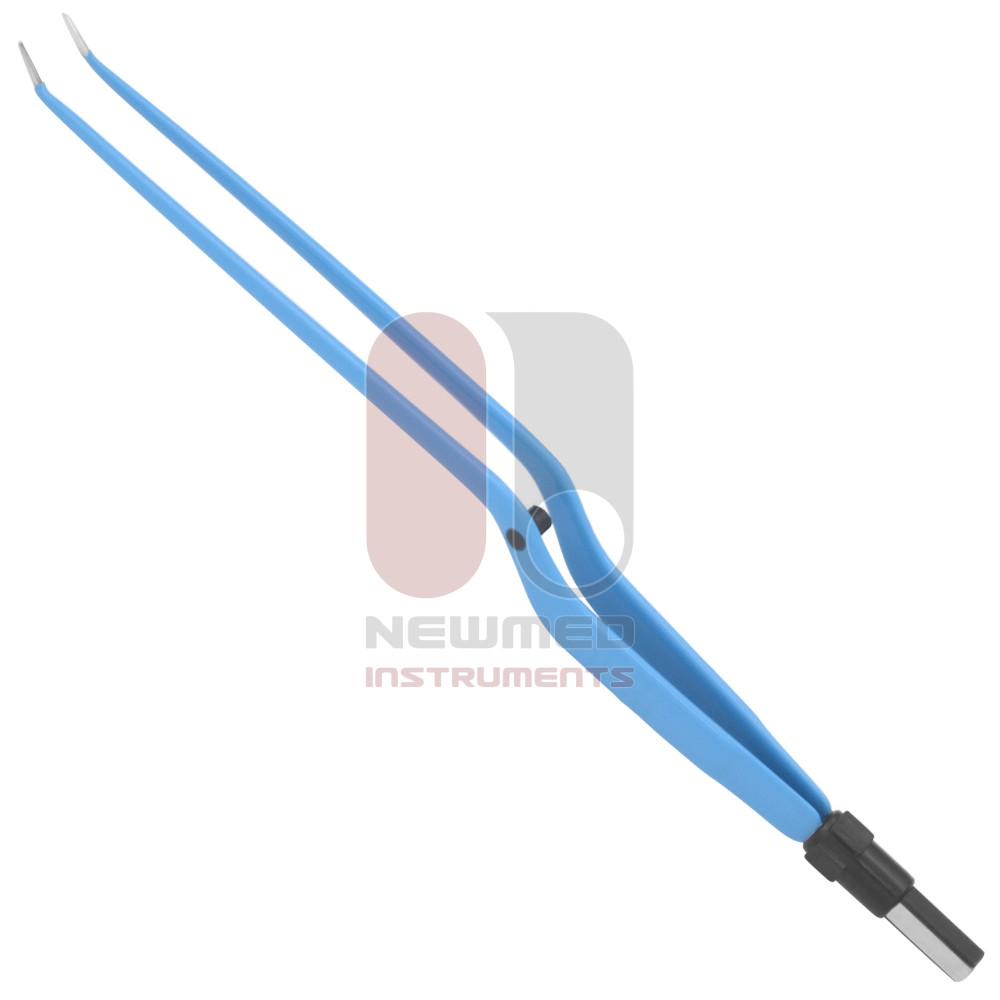 Bipolar forceps, bayonet-shaped, angled up tip