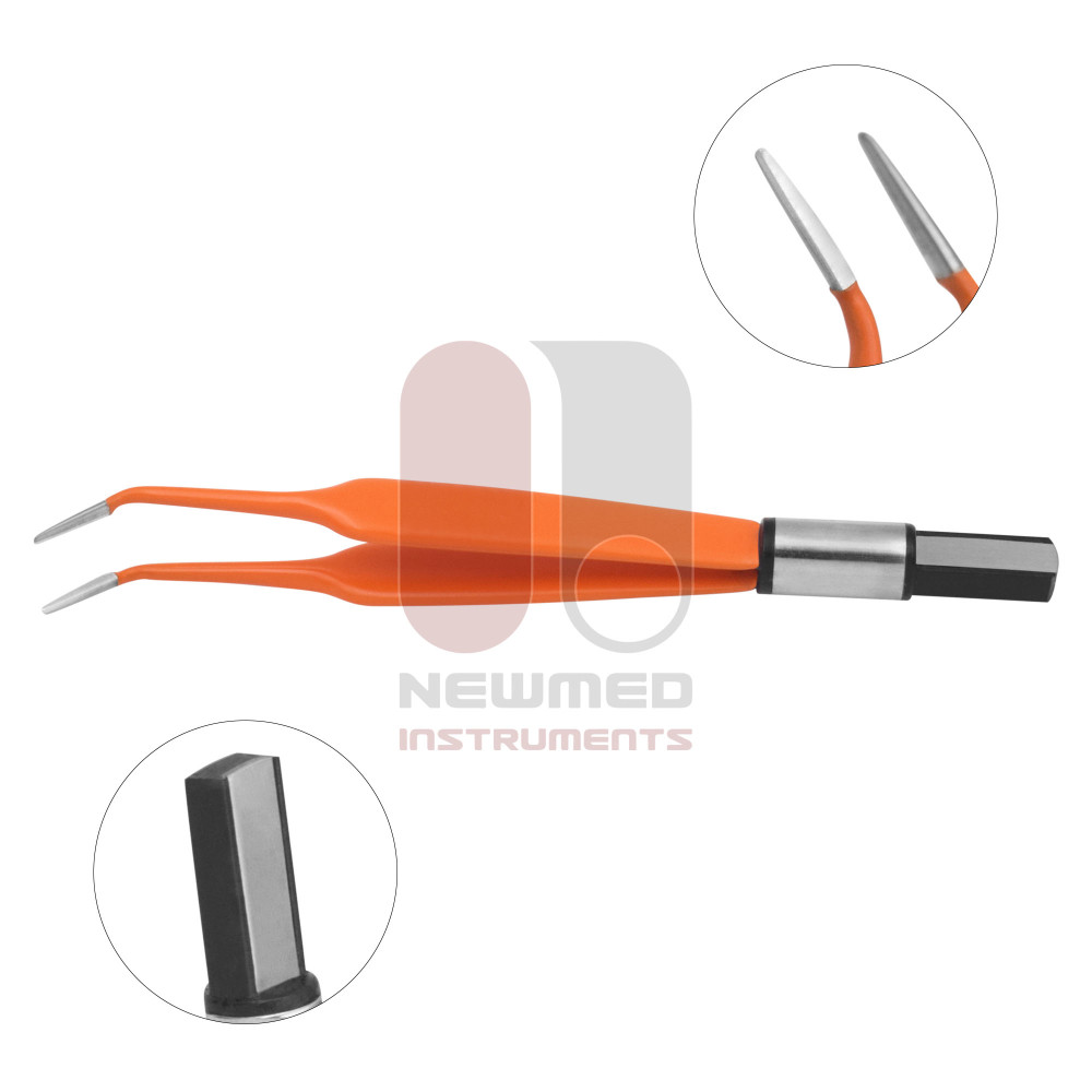 Jeweller Bipolar Forceps Silver Glide - Non-Stick - Angled