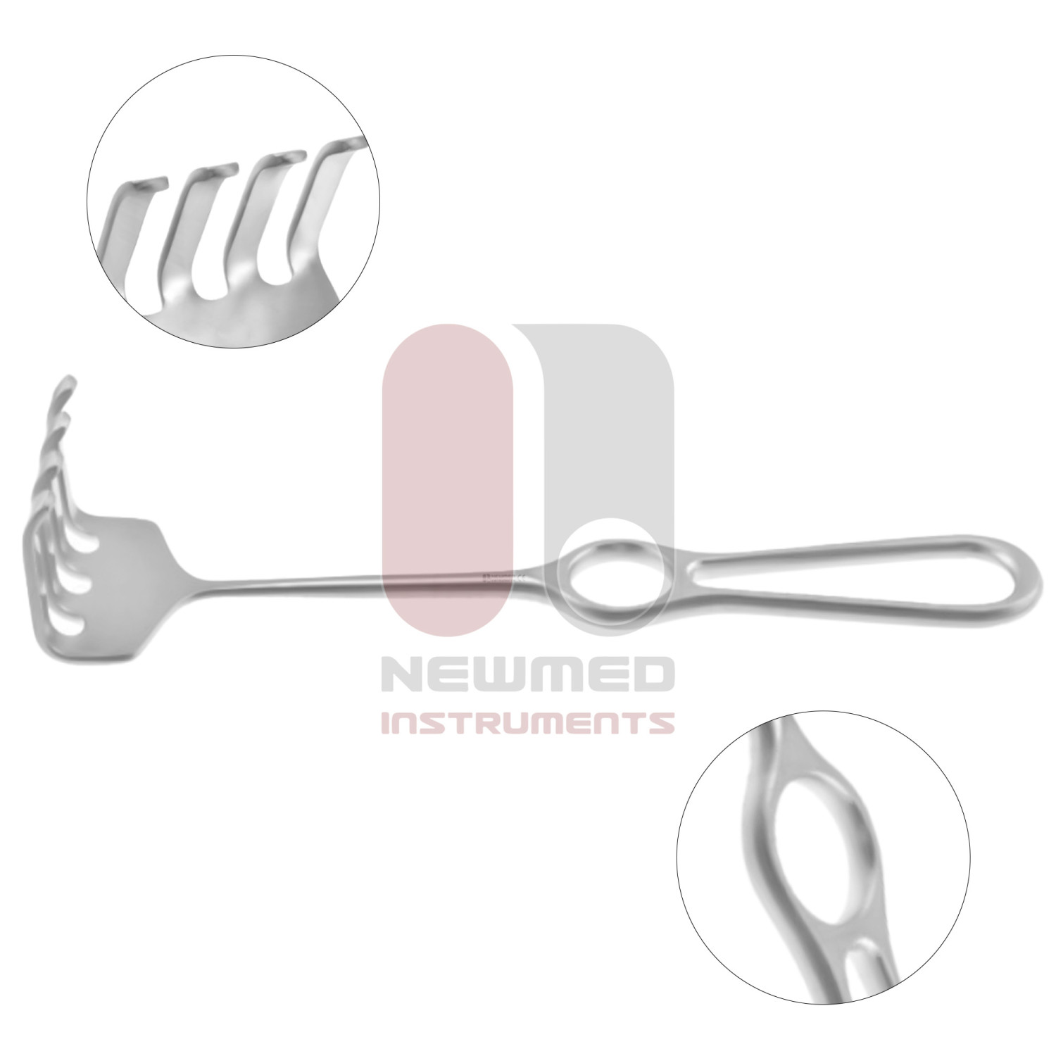 Blunt Rake Ollier Israel レーキリトラクター - 4本爪 | New Med Instruments