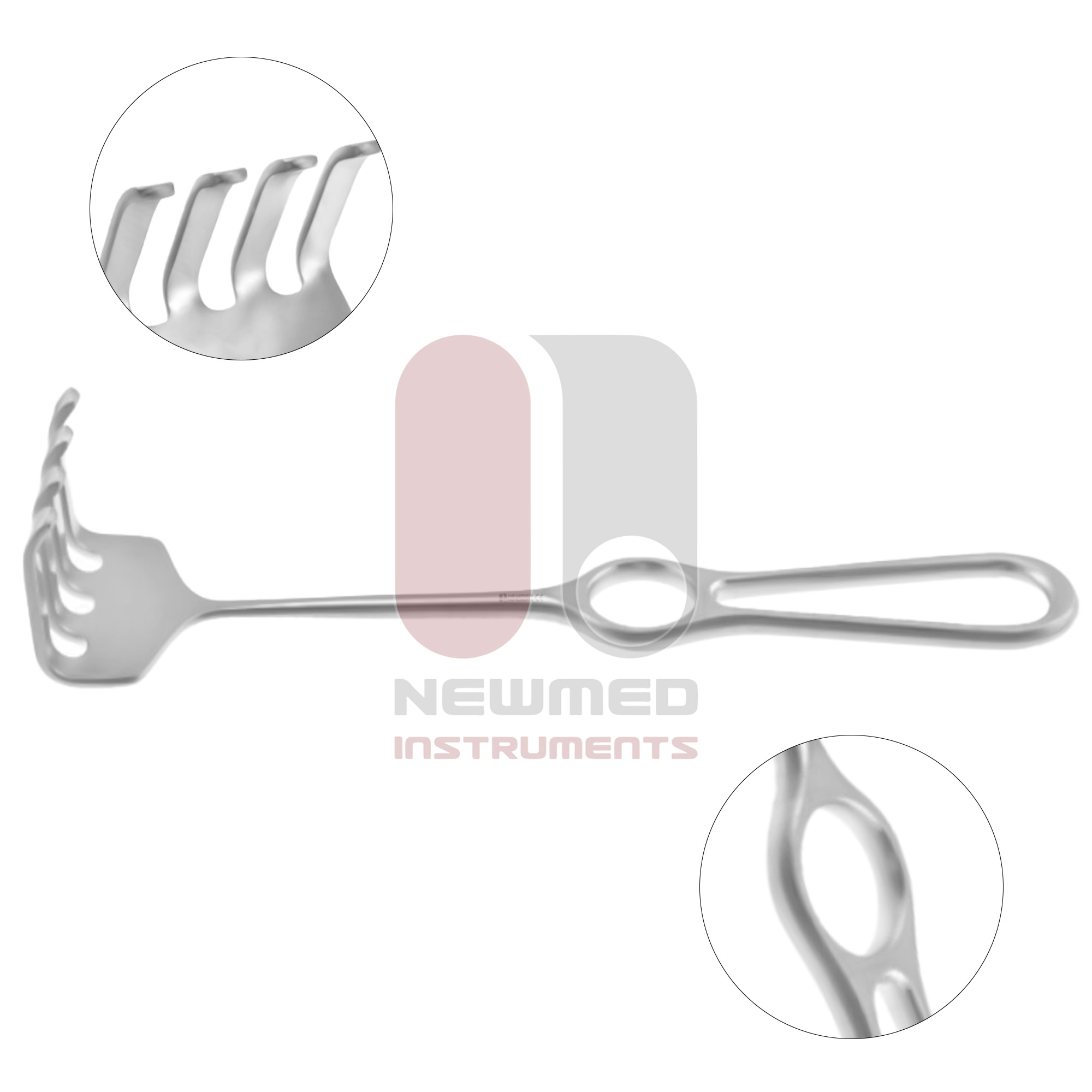 Israel Rakes Ollier Israel レーキリトラクター - 4本爪 | New Med Instruments