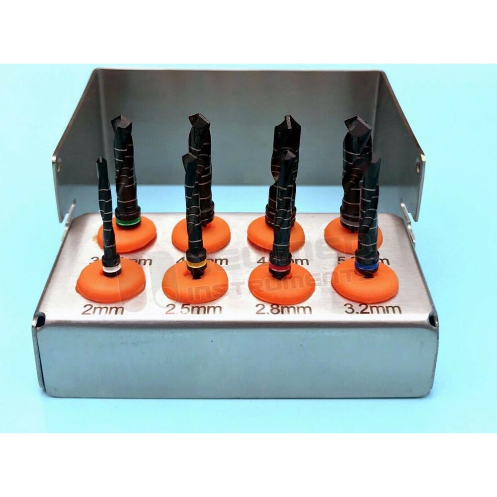 Titanium-Black Coated Dental Implant Drill Kit (8 Pieces)