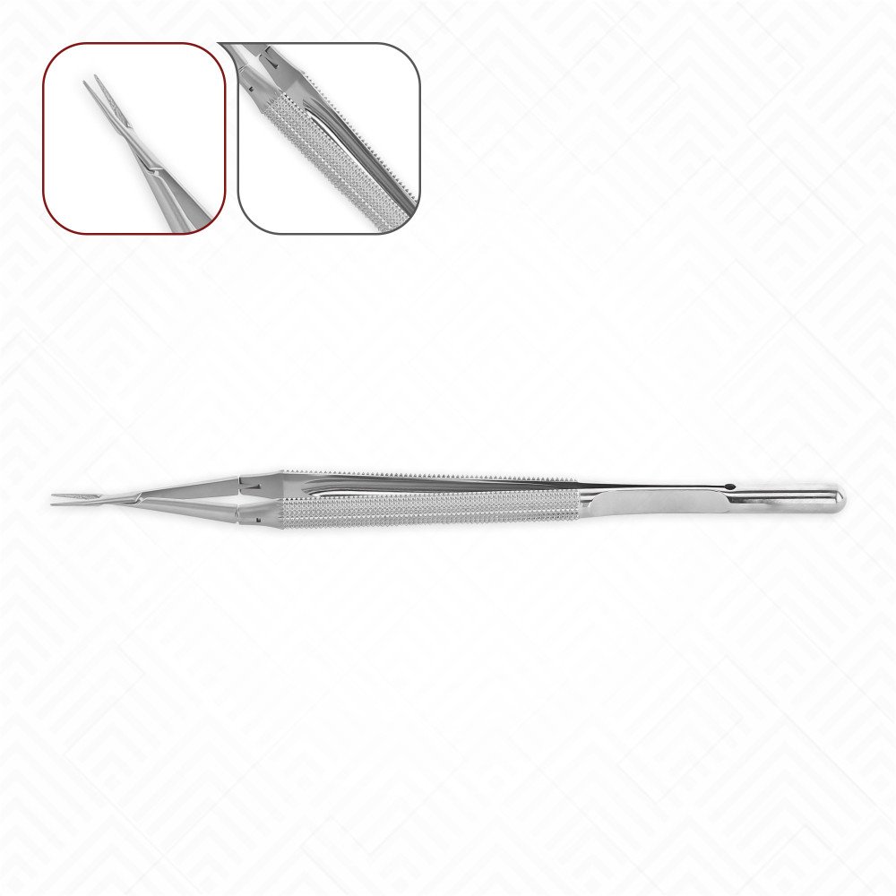 Double-Action Micro Needle Holder - Round Handle W/ Diamond Surface