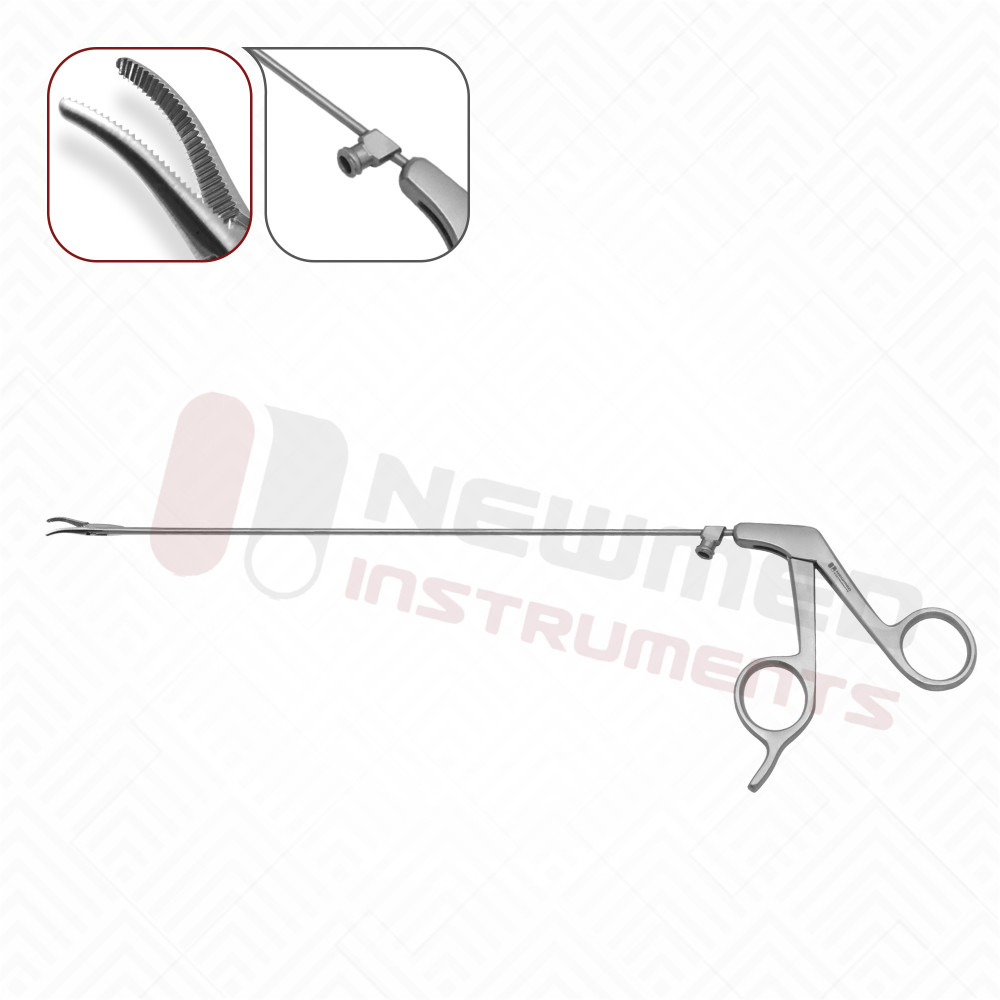 Microlaryngeal Grasping Forceps Alligator Jaw – Right Curved with Luer lock suction Microlaryngeal Grasping Forceps Alligator Jaw – Right Curved with Luer lock suction