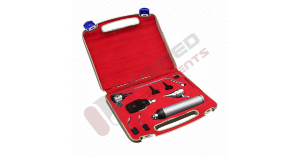 Cynamed LED Fiber Optic Otoscope Ophthalmoscope Diagnostic Set – ENT Red