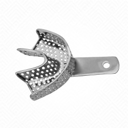 Cubeta de impresión parcial de dientes anteriores inferiores, perforada Cubeta de impresión parcial de dientes anteriores inferiores, perforada