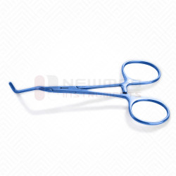 Abrazadera Micro Kitzmiller Angulada Larga DeBakey, Mandíbulas Atraumáticas, Mangos Rectos, Titanio Abrazadera Micro Kitzmiller Angulada Larga DeBakey, Mandíbulas Atraumáticas, Mangos Rectos, Titanio