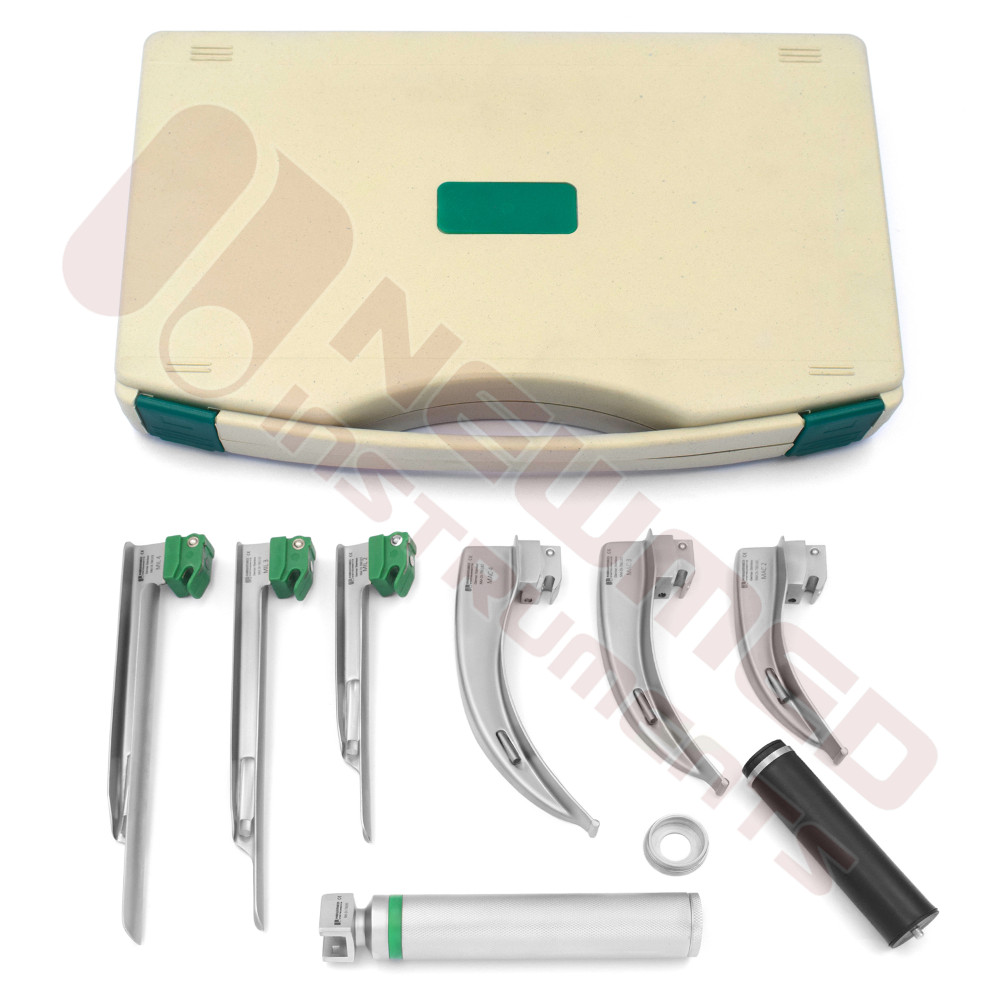 Macintosh / Miller Fiber Optic Disposable Laryngoscope Set with Rechargeable Battery