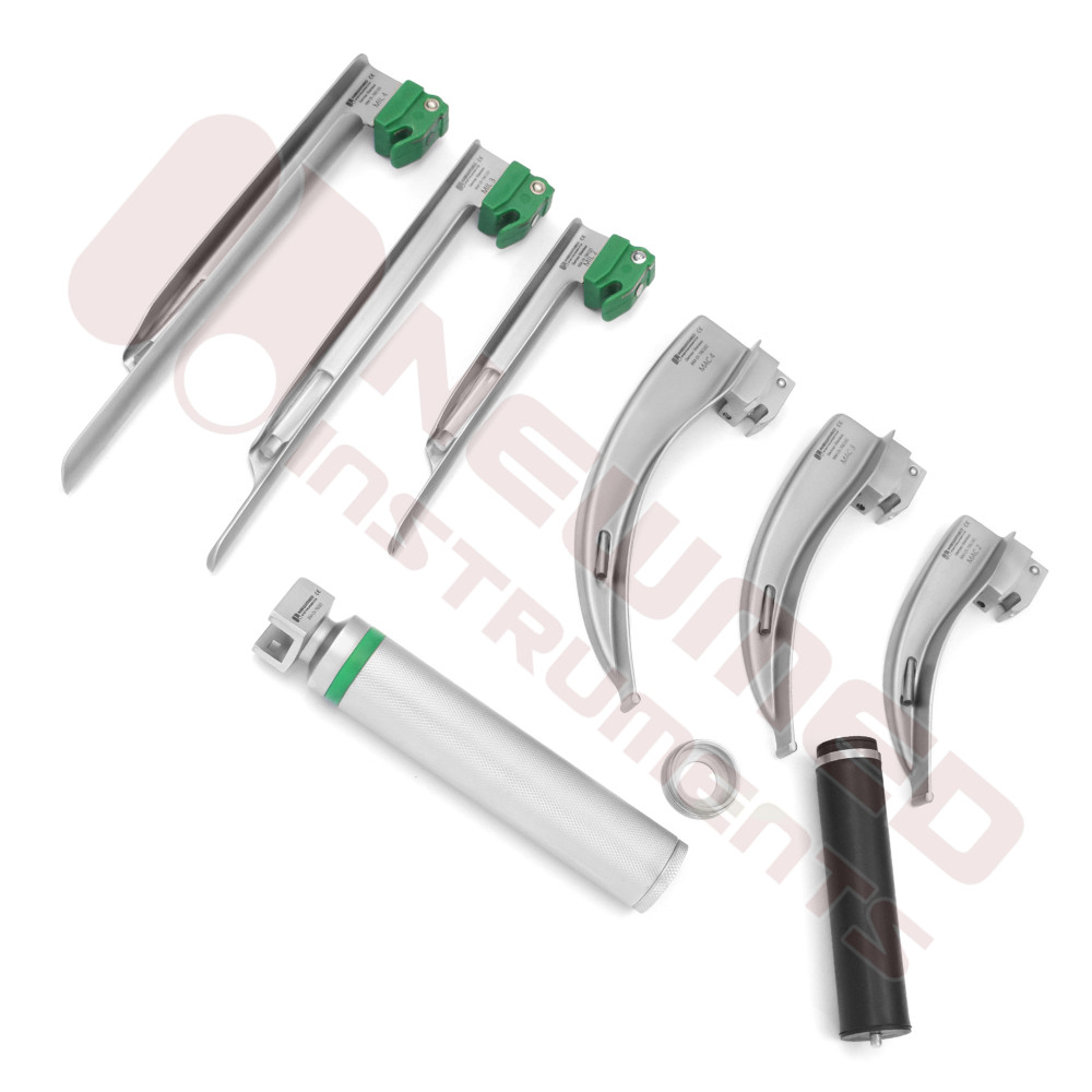 Macintosh / Miller Fiber Optic Disposable Laryngoscope Set with Rechargeable Battery