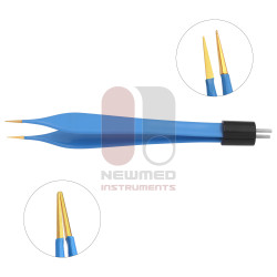 Pinça bipolar Adson, 4-3/4'' 12 cm, reta isolada, pontas delicadas