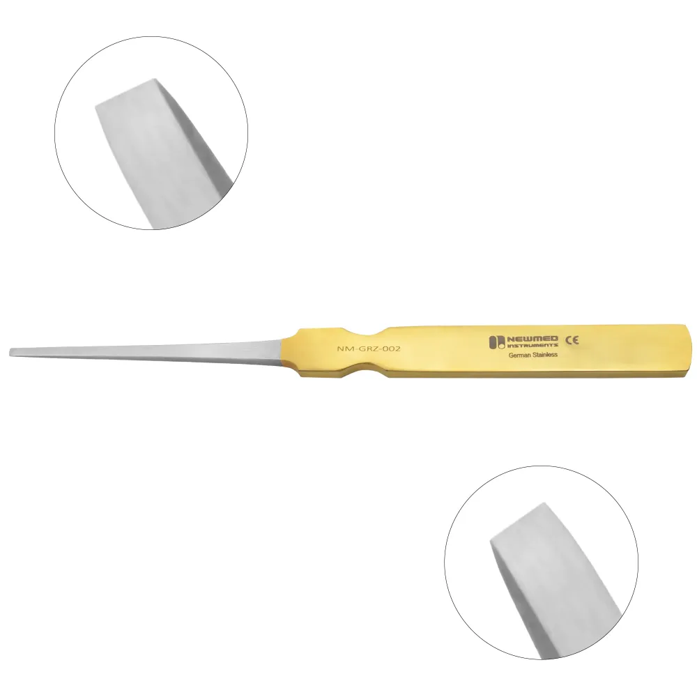 Ostéotome de micro-rhinoplastie, droit, meulage à double tranchant