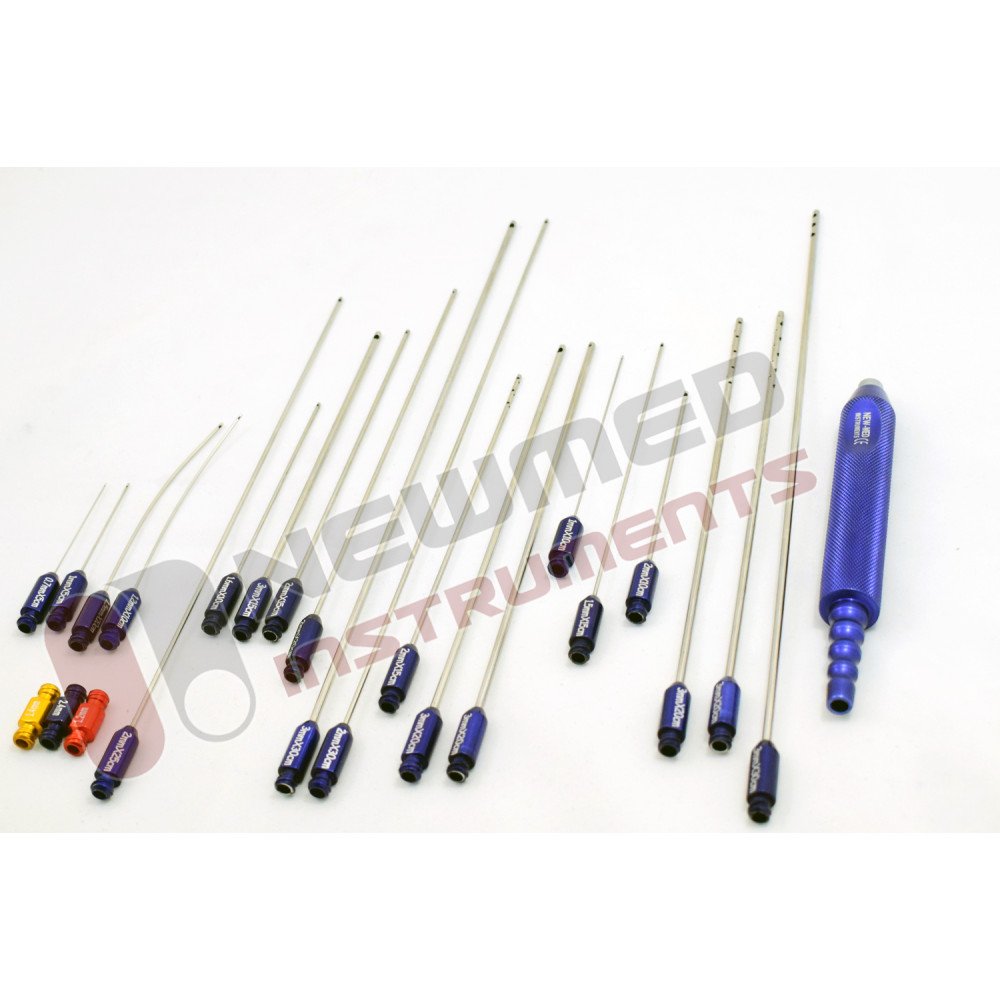 Full Body Fat Reshaping Luer Lock Liposuction Cannula Set of 24 Pcs With Handle