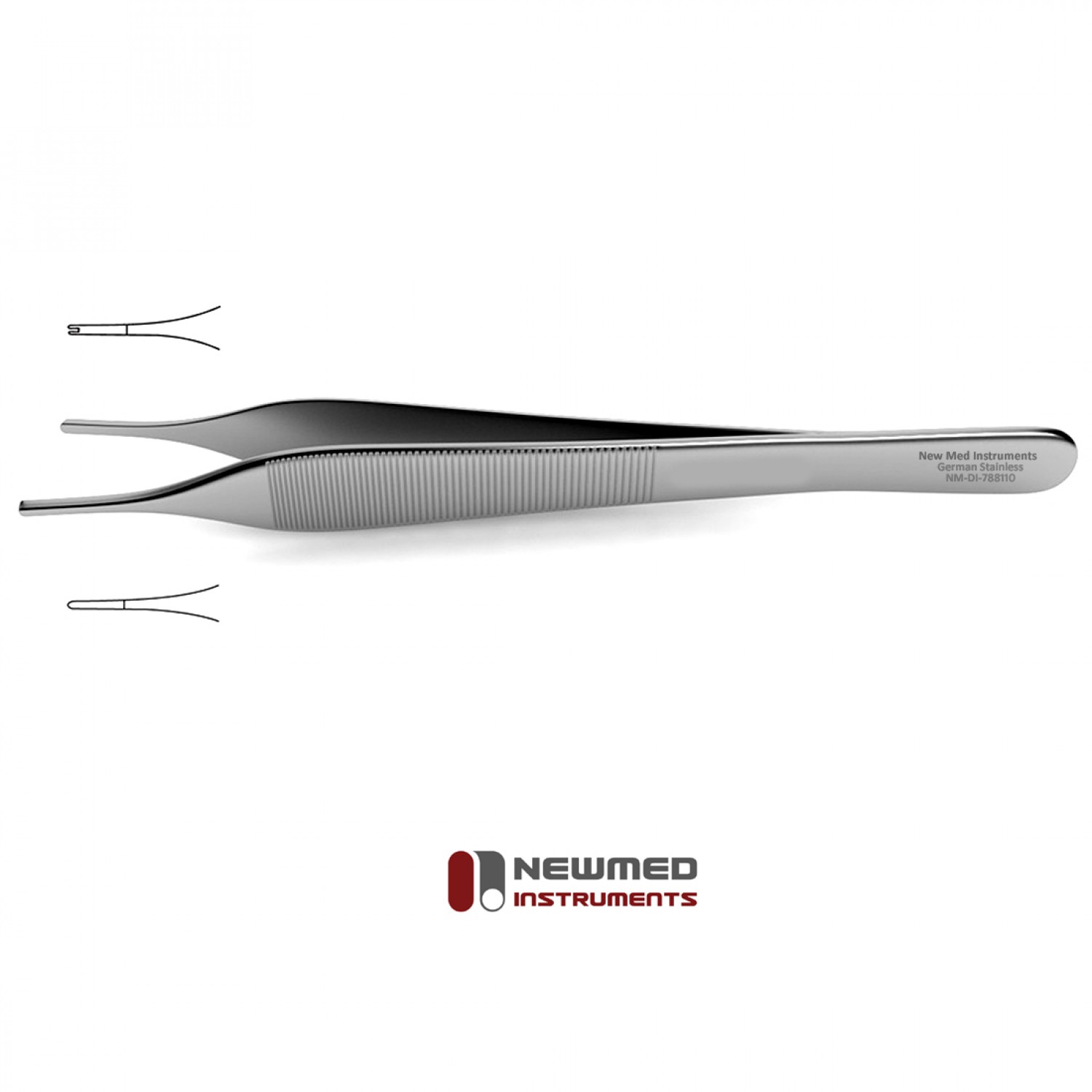 HTI BRAND HTI INSTRUMENTS 248C-G-FEN PREMIUM HIGH GRADE ADSON TISSUE DISSECTING FORCEPS 1X2 TEETH 4.75 CURVED ANGLED WITH FENESTRATED GOLD HANDLE