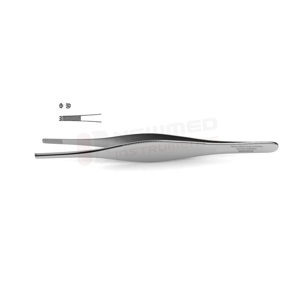 Heaney Tissue Forceps - cross-serrated, 2x3 teeth