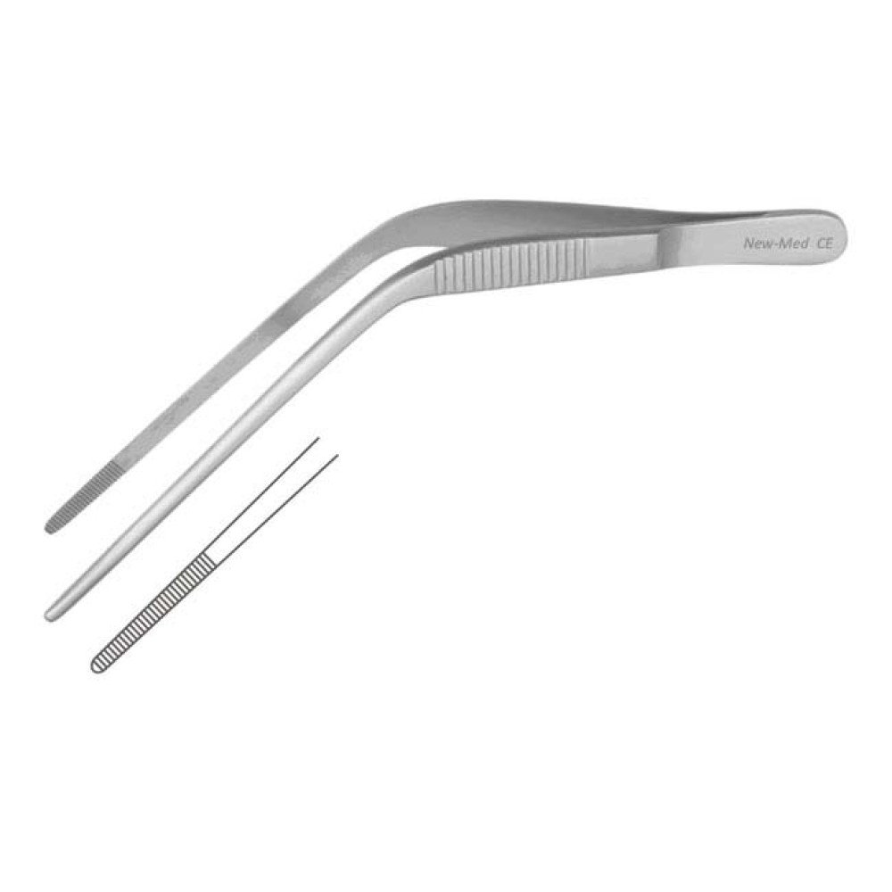 Wilde Dressing Forceps - Angled Serrated Tips