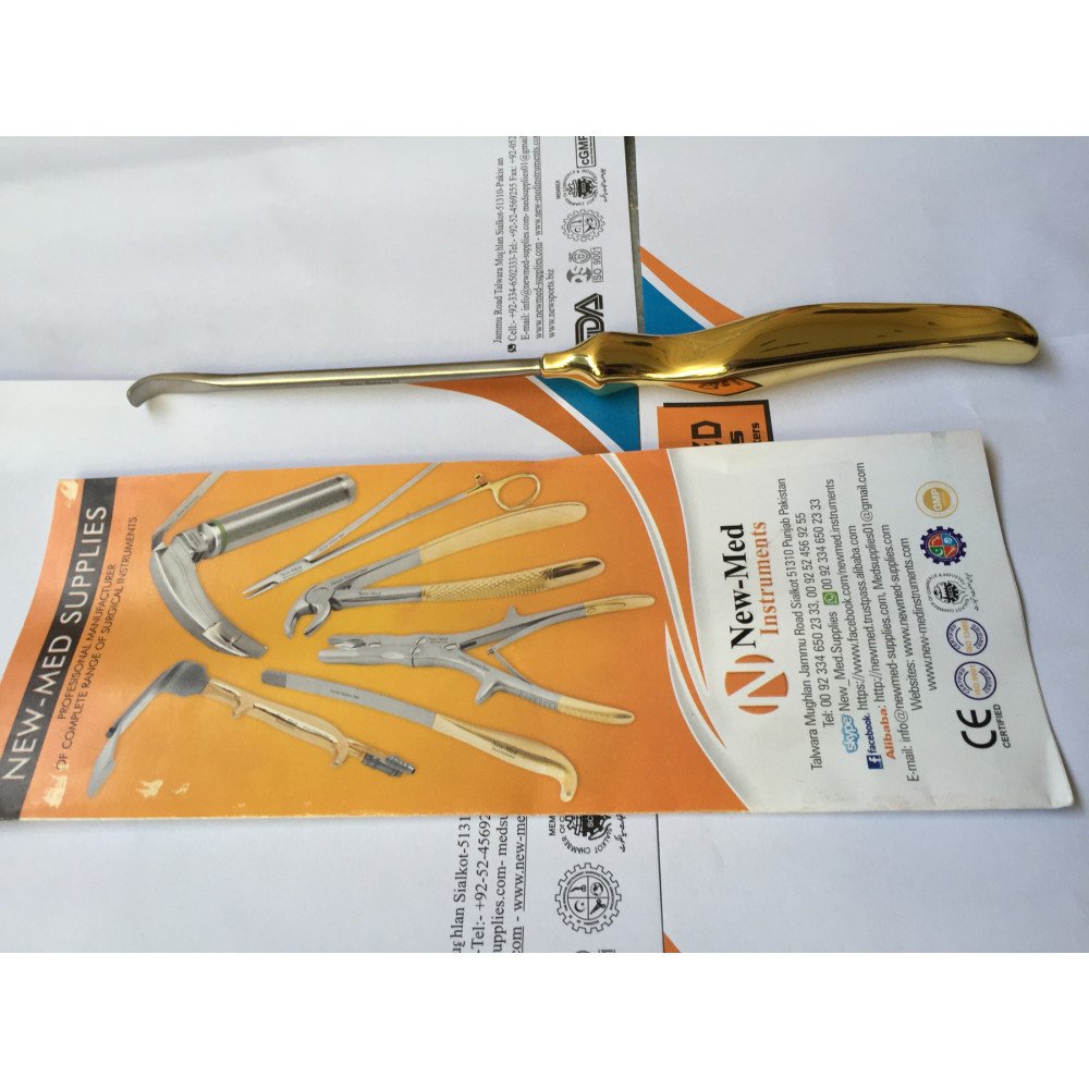 Daniel Endoscopic Forehead Transoraler Dissector, Curved tip, 7mm wide, 23.5cm/9¼” length