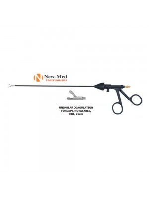 Unipolar Coagulation Forceps, Rotatable Cup Jaw, Stainless Steel