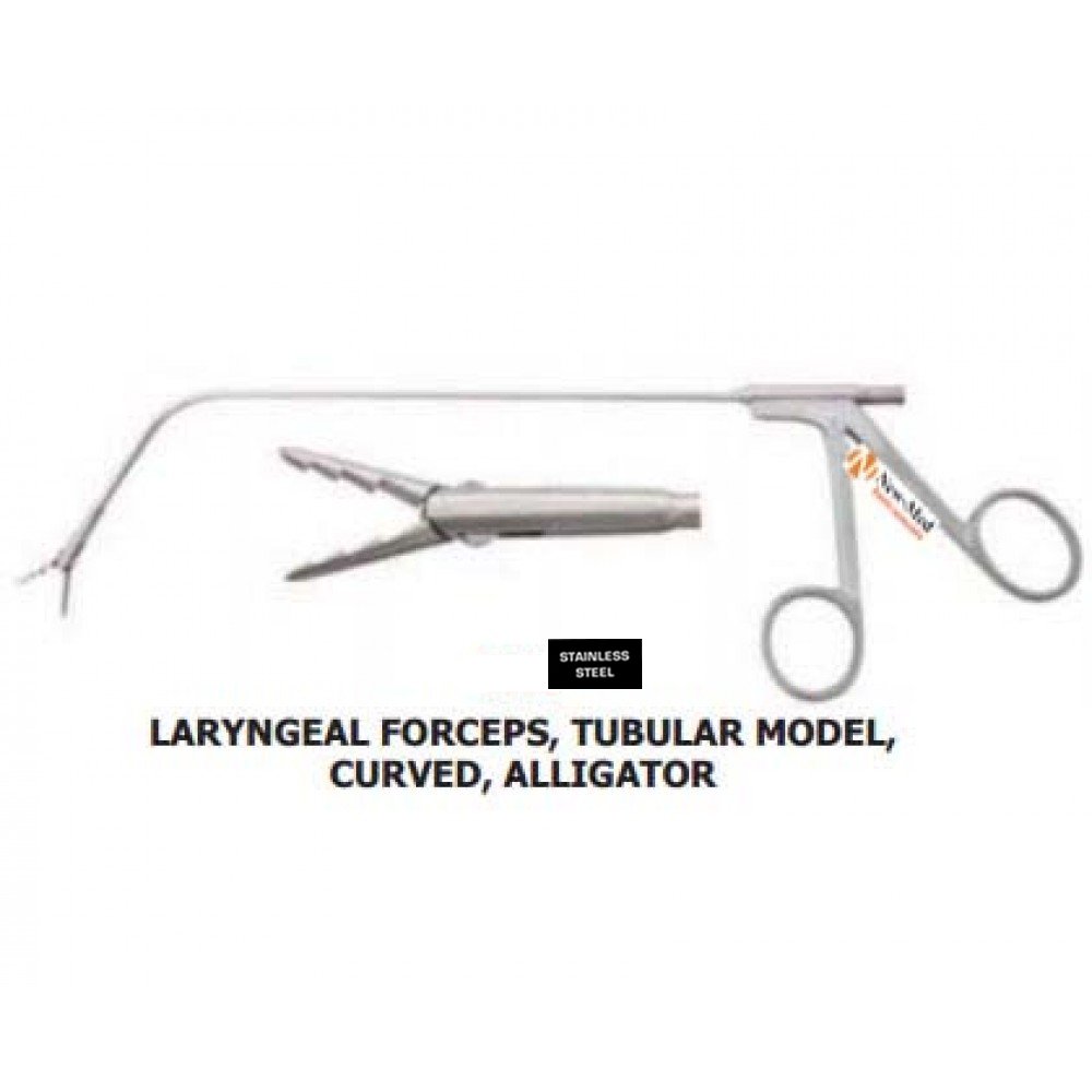 Laryngeal-Forceps,Tubular-Model,Curved,Alligator