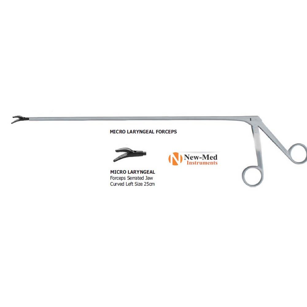 Micro Laryngeal Forceps Serrated Jaw Curved Left