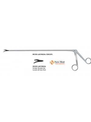 Micro Laryngeal Forceps Serrated Jaw Curved Left